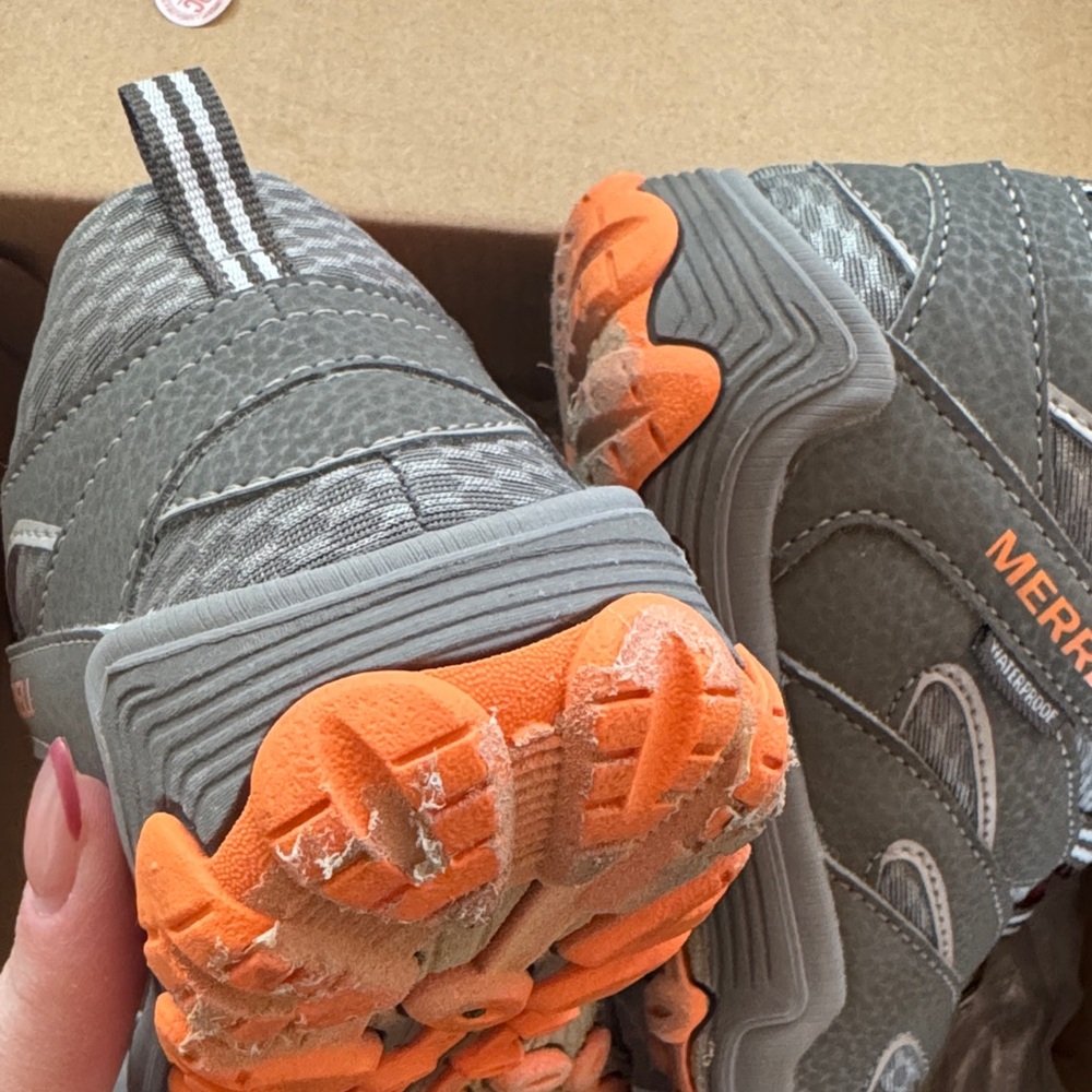 Merrell Gray and Orange Trail Shoes - Picture 3 of 5
